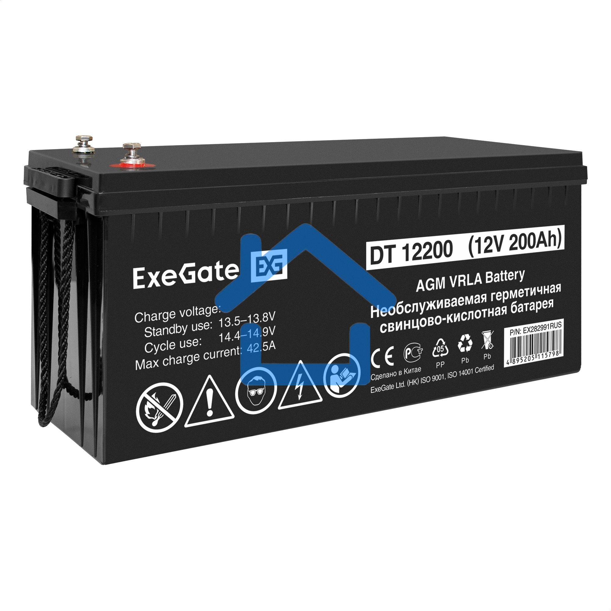 Комплект ИБП EX296005RUS + батарея 200Aч EX282991RUS 4шт (инвертор, синус, для котла, настенный) ExeGate FineSine SX-7000.LCD.AVR.2SH.T <7000VA/5000W, чистая синусоида, цветной LCD-дисплей, AVR, 2*Schuko+клеммы, линейно-интерактивный, крепление настенное,