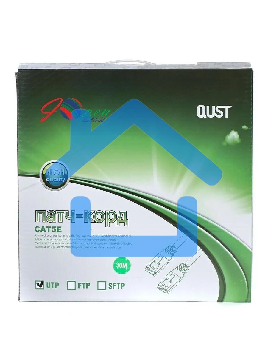 Патч-корд литой Aopen/Qust UTP кат.5е 30м серый