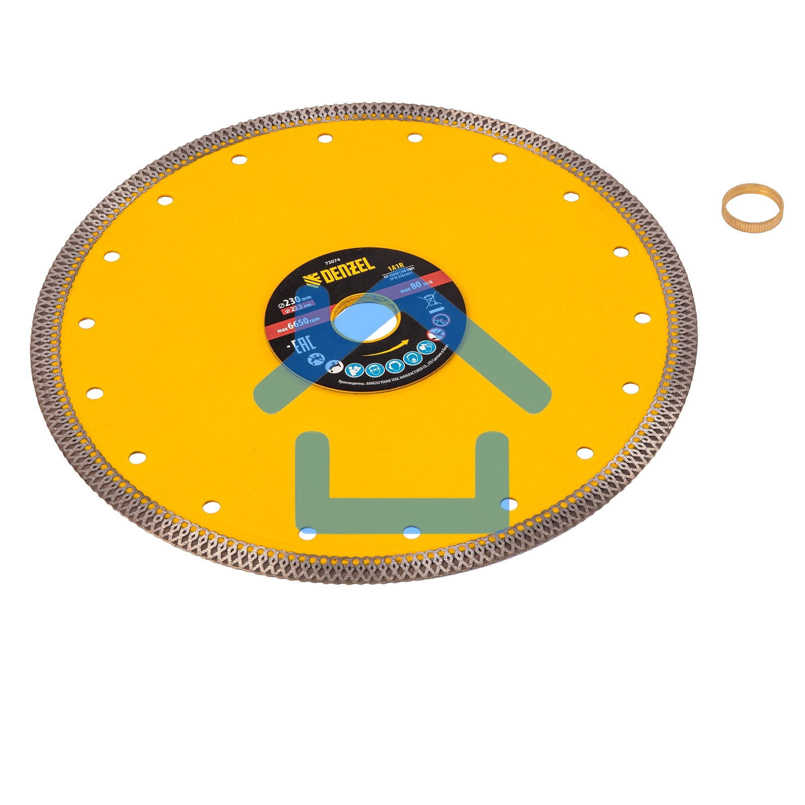 Диск алмазный отрезной Denzel 230 х 22,2мм, сплошной, супертонкий, горячий пресс, сухой/мокрый рез