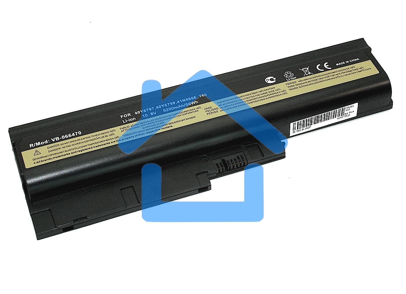 Аккумуляторная батарея для ноутбука Lenovo ThinkPad T60, T60p, T61 10.8V 5200mAh OEM черный