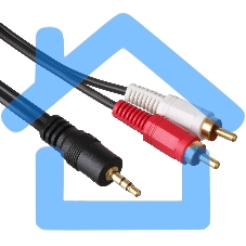 Кабель аудио Exegate 3.5мм Jack M - 2xRCA M 5м позолоченные разъемы