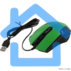 Мышь проводная Qumo Office M14 зеленый, 1000 dpi, USB, кнопки - 3