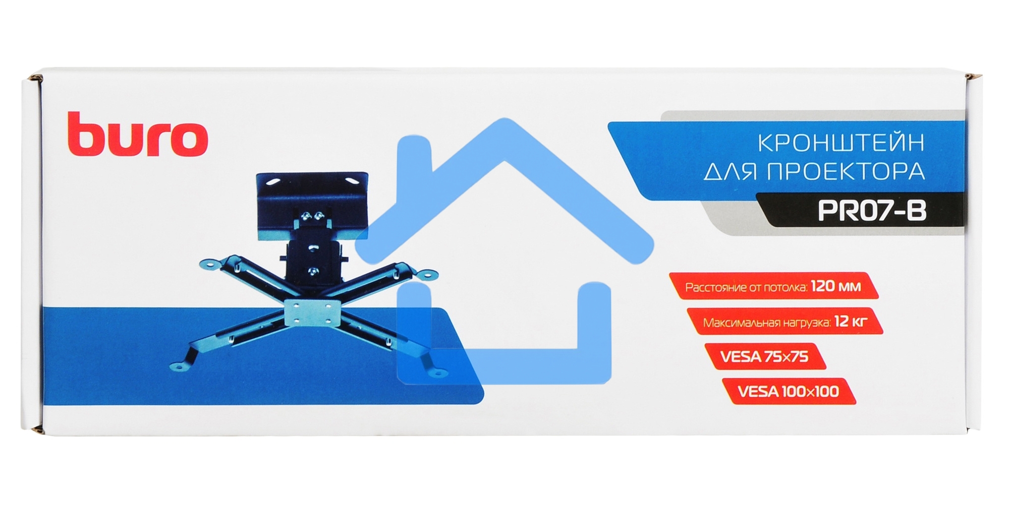 Кронштейн для проектора Buro PR07-B черный макс.12кг потолочный поворот и наклон