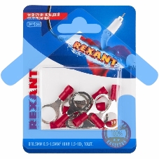 Наконечник кольцевой Rexant изолированный ø10.5 мм, 0.5-1.5мм², НКи 1.5-10 / RV1.25-10, красный, в упак. 10 шт.