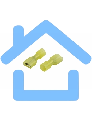 Клемма плоская полностью изолированная Rexant, гнездо 6.6 мм, в нейлоне 4-6 мм², (РПи-м(н) 6.0-(6.3)), желтый