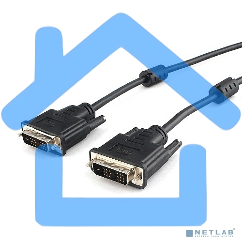 Кабель DVI-D single link Cablexpert CC-DVIL-BK-6, 19M/19M, 1.8м, CCS, черный, экран, феррит.кольца, пакет