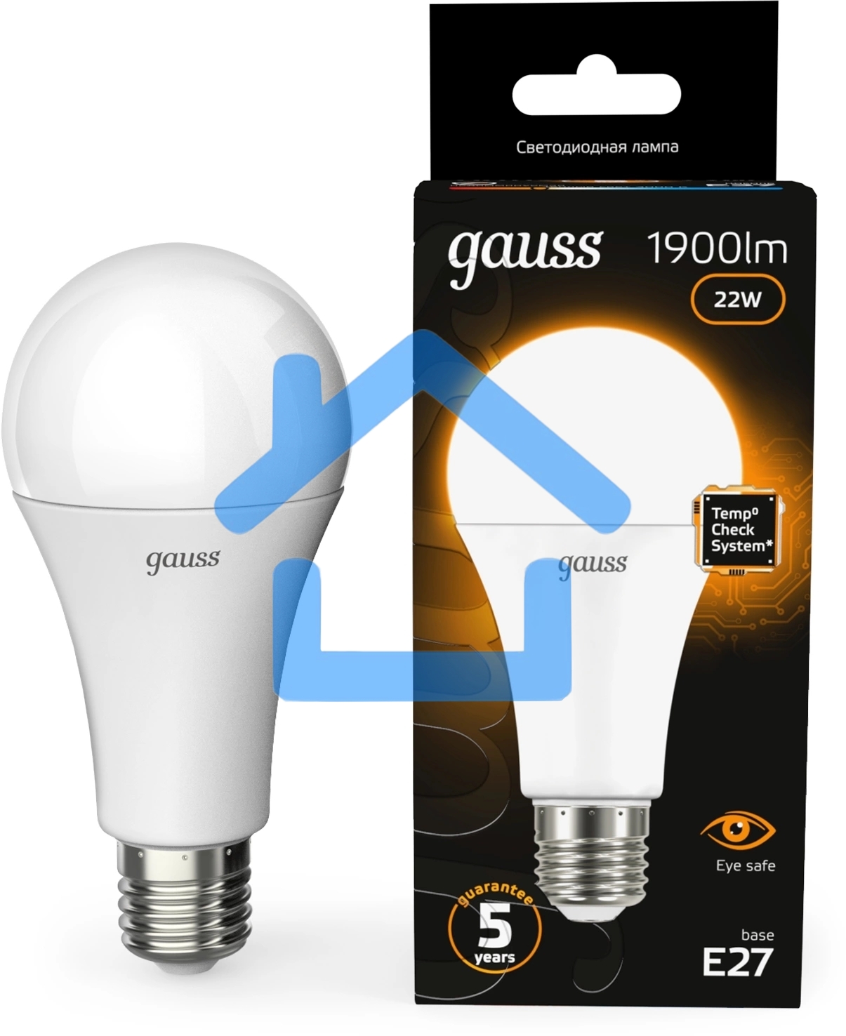 Лампа светодиодная Gauss A70 22Вт цок.:E27 груша 220B св.свеч.бел.теп. (упак.:10шт) (102502122)