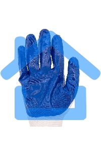 Перчатки полиэфирные с синим нитрильным покрытием, размер L, 15 класс вязки Сибртех