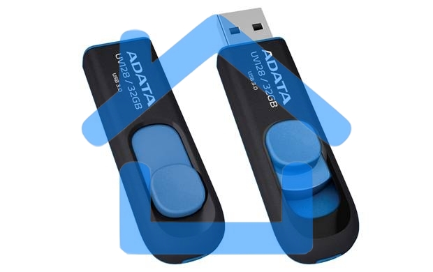 Флешка USB ADATA UV128 (AUV128-32G-RBE), 32Gb, USB 3.0, R/W 100/30, черный /синий