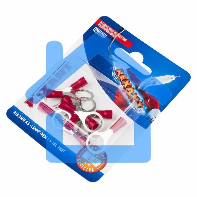 Наконечник кольцевой Rexant изолированный ø10.5 мм, 0.5-1.5мм², НКи 1.5-10 / RV1.25-10, красный, в упак. 10 шт.