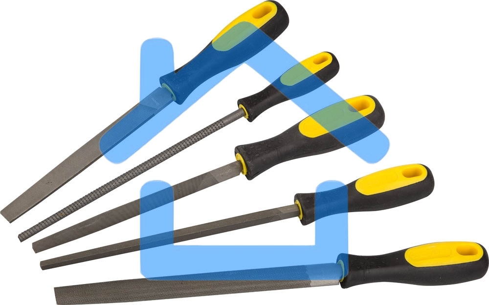 Набор STAYER: Напильники с двухкомпонентной рукояткой,плоский,полукруглый,трехгранный,квадратный,круглый,№2,200мм (1682-20-H5_z01)