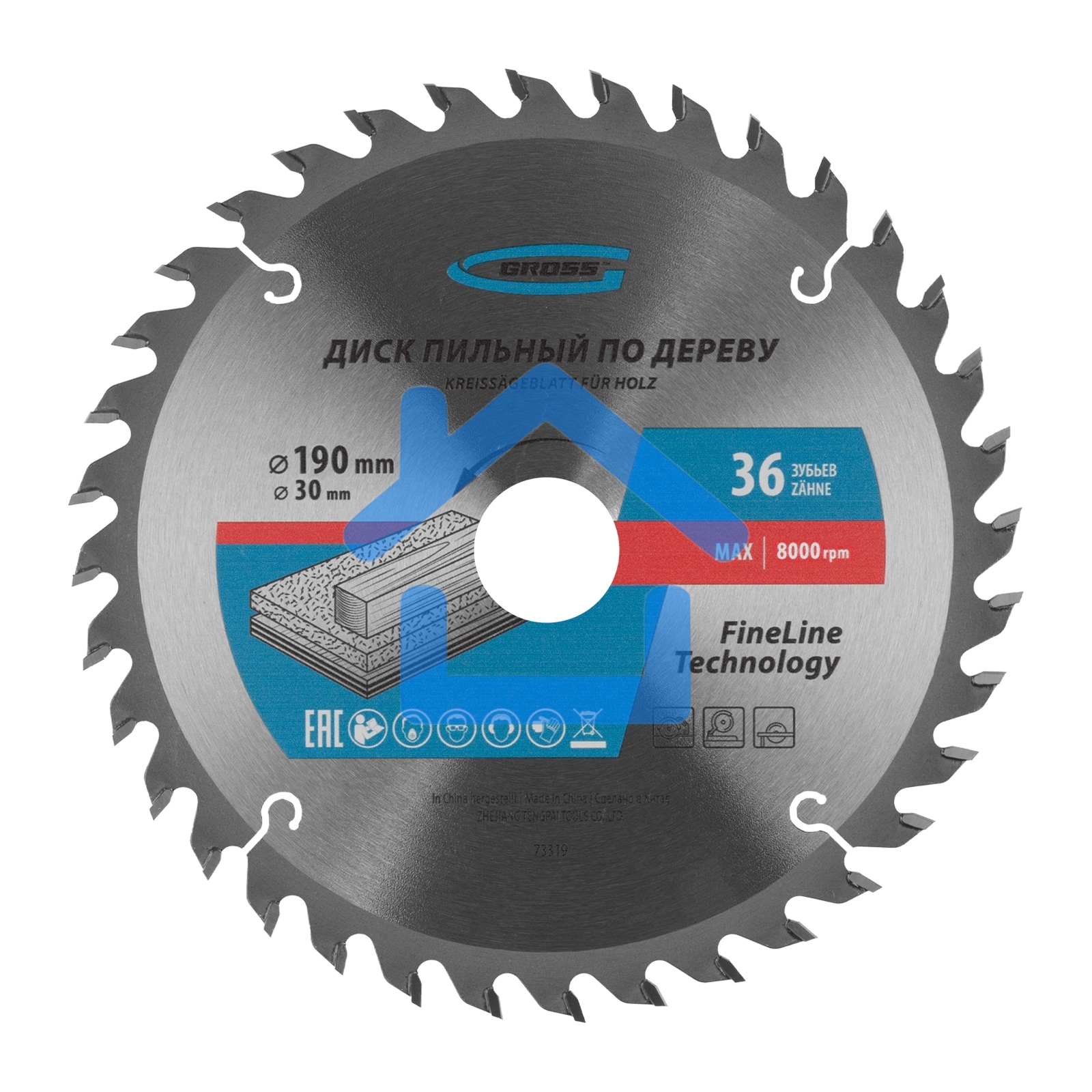 Пильный диск по дереву ф190 х 30 мм, 36 зубьев Gross