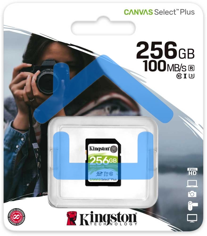 Флеш карта SDXC 256Gb Class10 Kingston <SDS2/256Gb>, Canvas Select 100R CL10 UHS-I