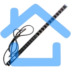 Вертикальный блок розеток, 4xC19 + 20xC13, 250V, 32A, A/V-метр, шнур 3 метра, вилка IEC309