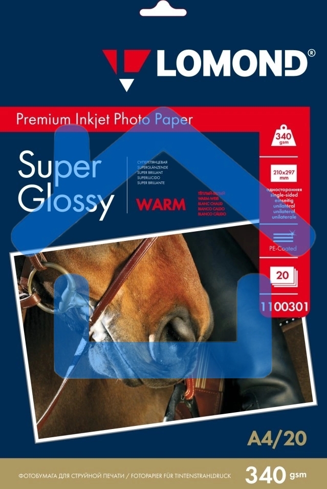 Фотобумага ПРЕМИУМ для стр.печати LOMOND А4, 340 г/м2 односторонняя Bright Super Glossy(20л)