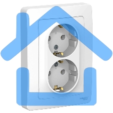 Розетка 2-м СП BLANCA 16А 250В без шторок с заземл. бел. SchE BLNRS001021