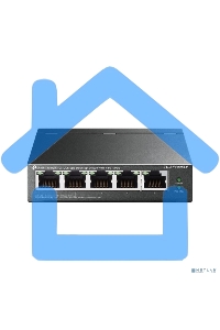 Коммутатор 5-Port 10/100Mbps Unmanaged Switch with 4-Port PoE, meta case, desktop mount, PoE budget 41W.