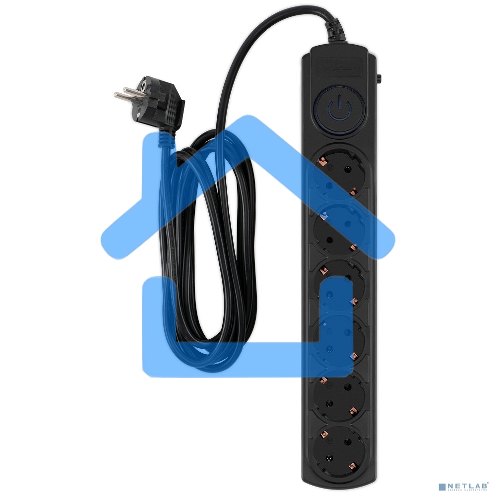 Сетевой фильтр Ippon BK-6-EU-3-10-B 3м (6 розеток) черный (коробка)