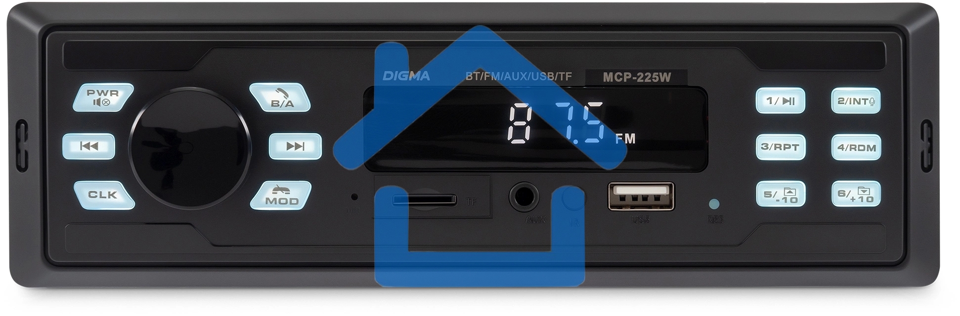 Автомагнитола Digma MCP-225W 1DIN 4x45Вт v5.0 AUX 2