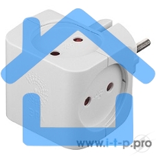 Тройник ЭРА SP-4-W4гнезда без заземления со шторками белый