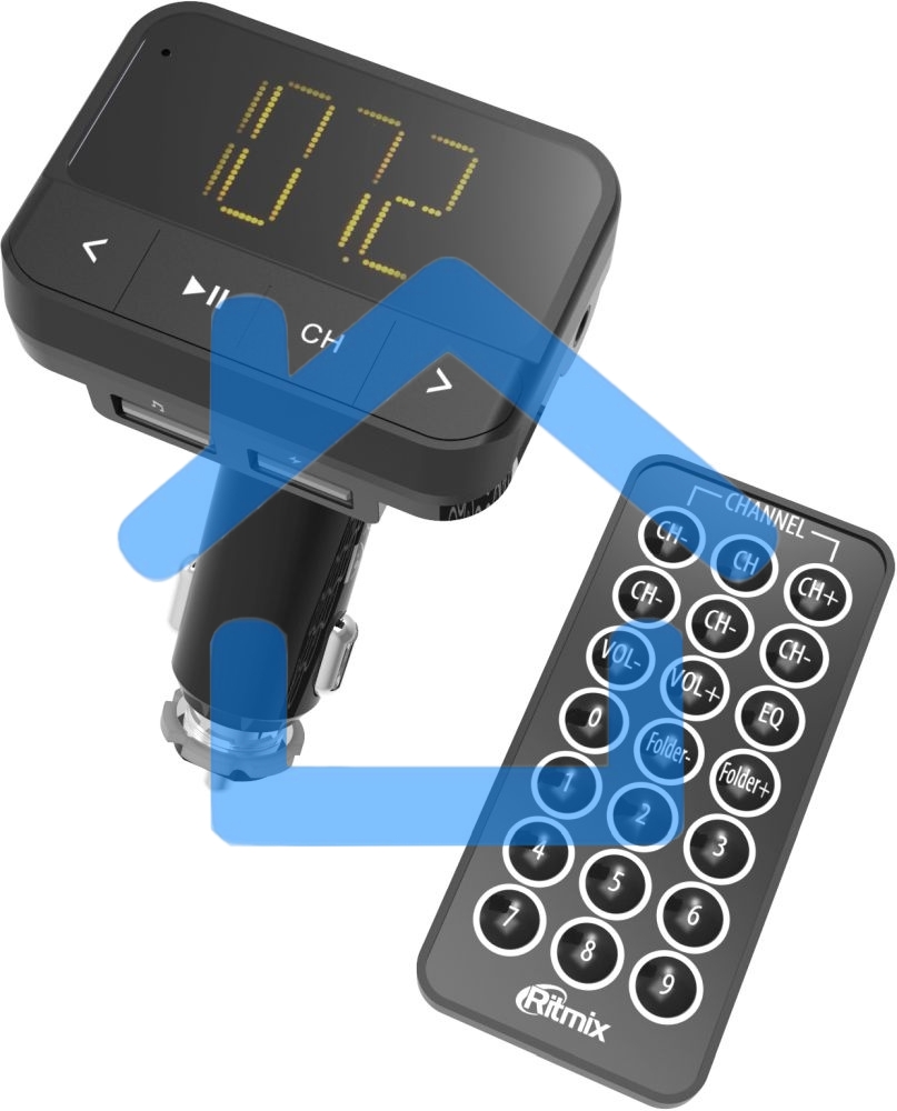 Автомобильный FM-модулятор Ritmix FMT-B200 черный SD BT USB (80000765)