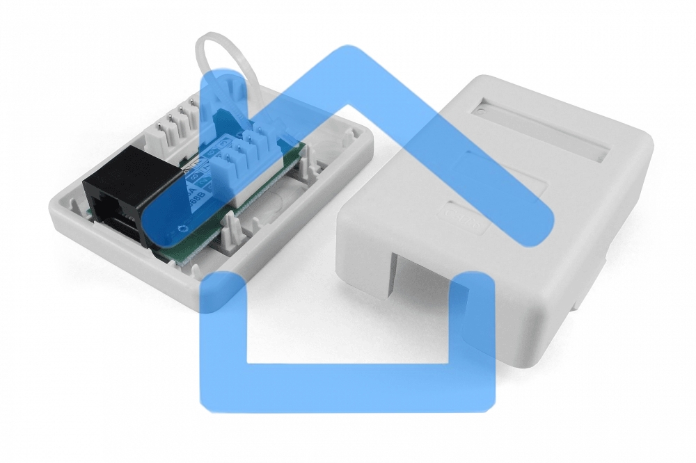 Розетка компьютерная Hyperline SB1-1-8P8C-C5e-WH RJ-45(8P8C), категория 5e, одинарная, внешняя, Dual IDC