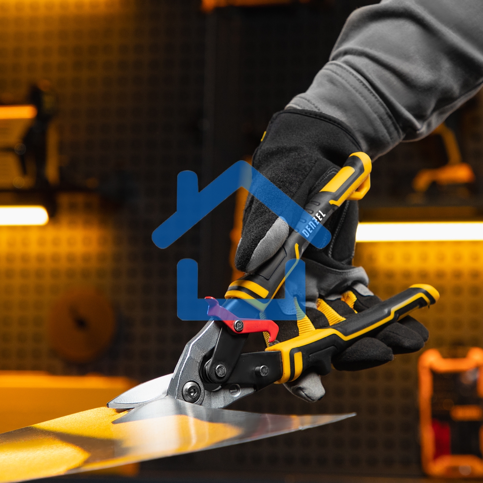 Ножницы по металлу,270мм, прямой и левый рез,сталь-СrMo, трехкомп.рук-ки Denzel