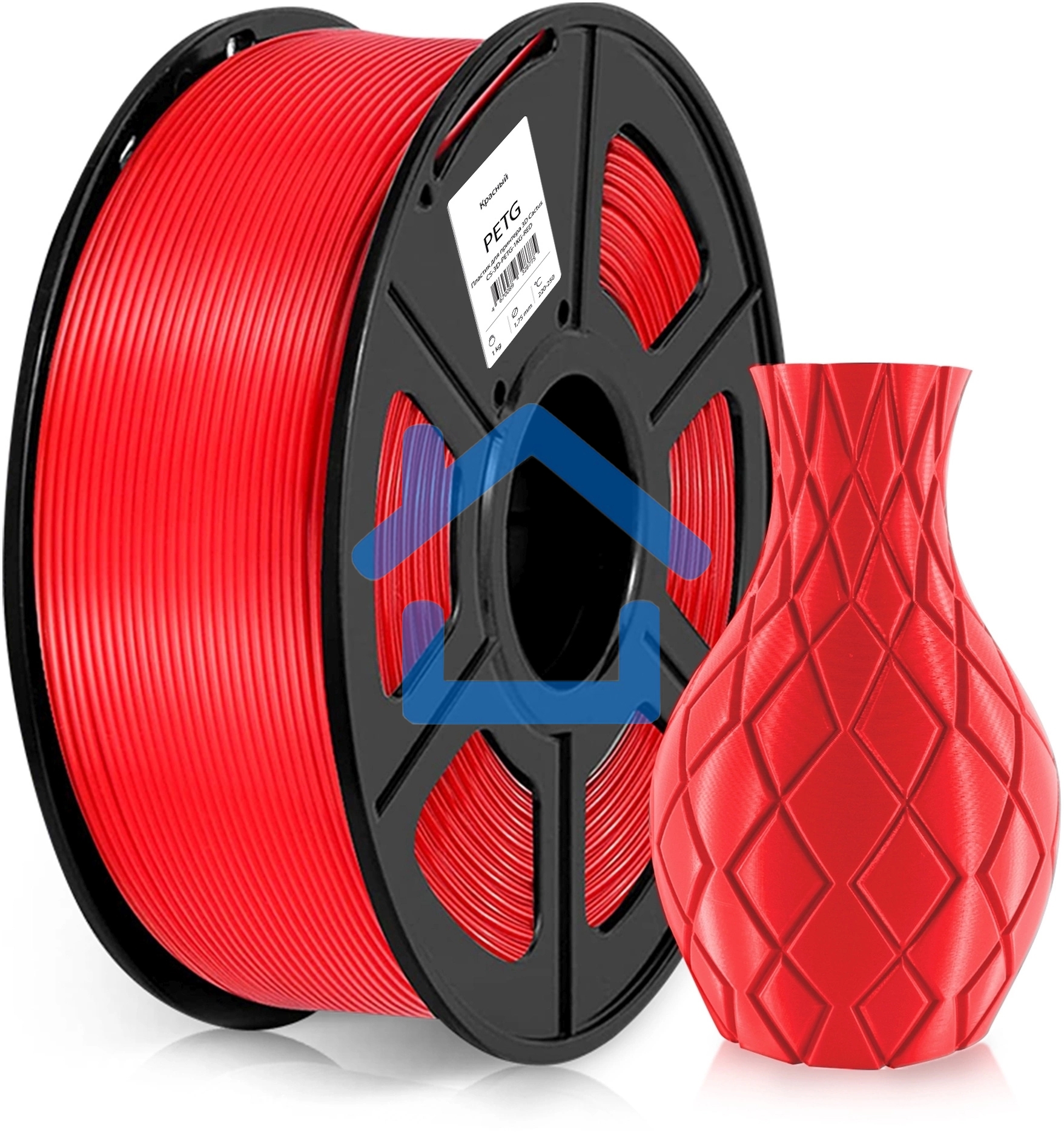 Пластик для принтера 3D Cactus CS-3D-PETG-1KG-RED PETG d1.75мм 1кг 1цв.