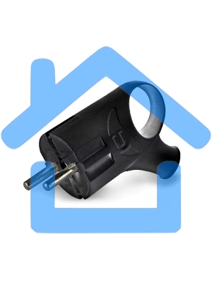 Вилка электрич. с заземл. угл. с ушком черный 16А 250В (еврослот) UNIVersal А0112