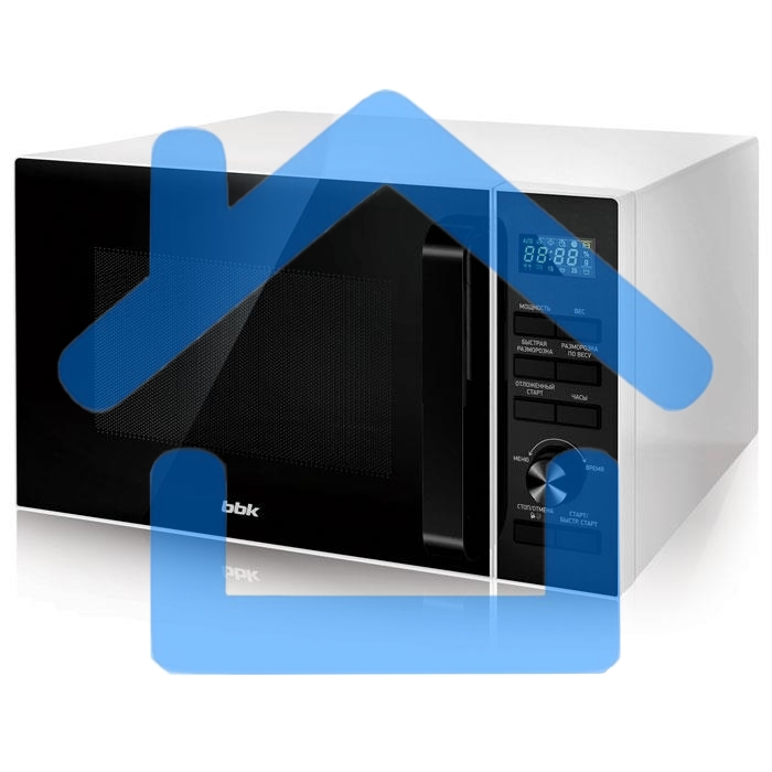 Микроволновая печь BBK 25MWS-970T/WB белый, 25 л, 900 Вт, поворотный механизм/кнопки