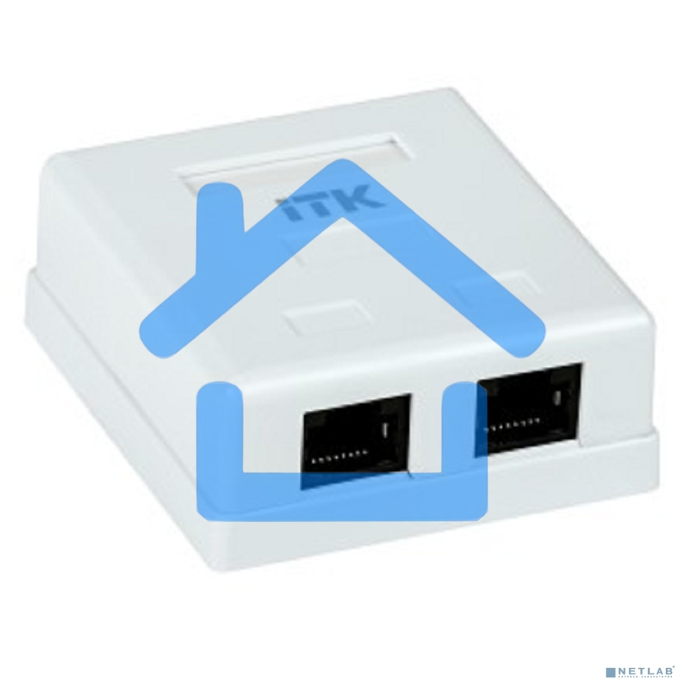 Настенная информационная розетка RJ45 8P8C, кат.5Е UTP, 2-порта, белая 