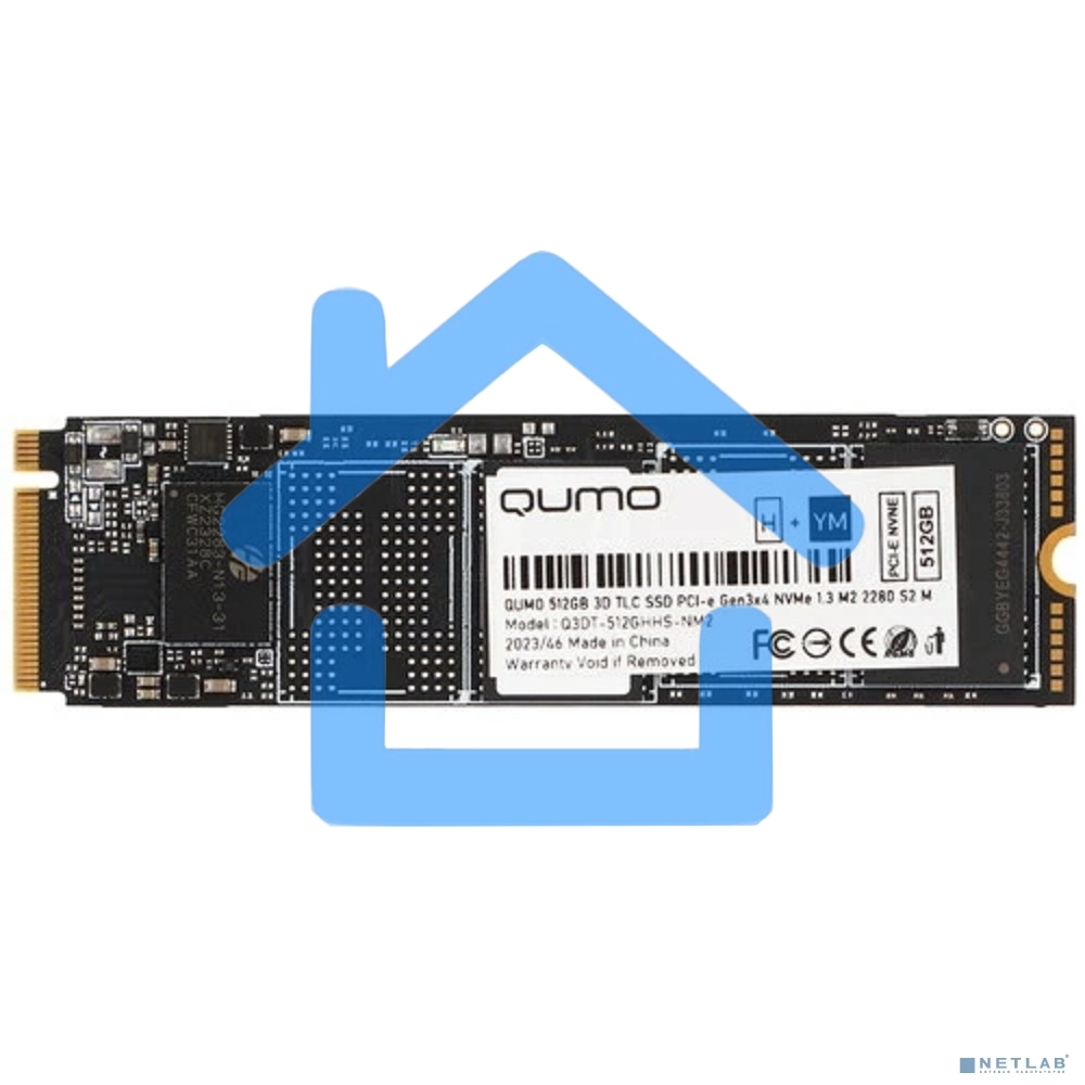 Накопитель SSD QUMO Novation, 512Gb, PCIe 3.0 x4, M.2 2280, NVMe, R/W 3100/2000
