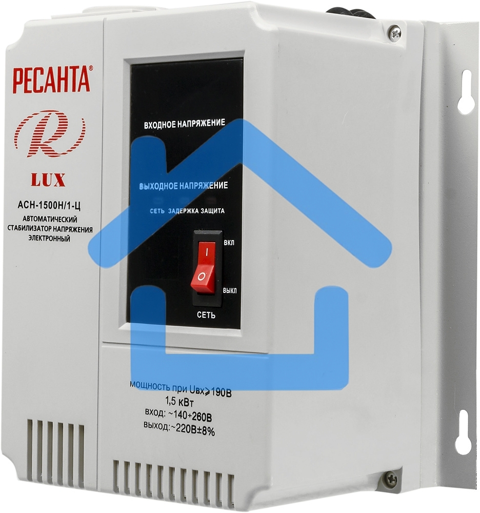 Стабилизаторы напряжения Ресанта АСН-1 500 Н/1-Ц 63/6/20 Стабилизатор Lux 220В±8%, Габариты 206х133х230, Вес 4,5кг