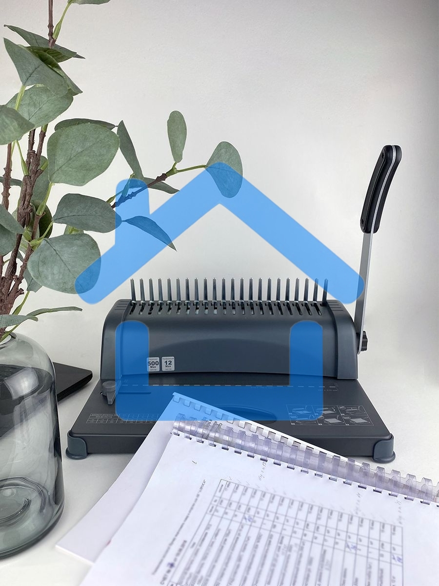 Переплетчик ГЕЛЕОС БП-12 на пластиковую пружину, А4, ручная перфорация 12 листов, переплет макс до 500 л., глубина перфорации 3,5-5,5 мм