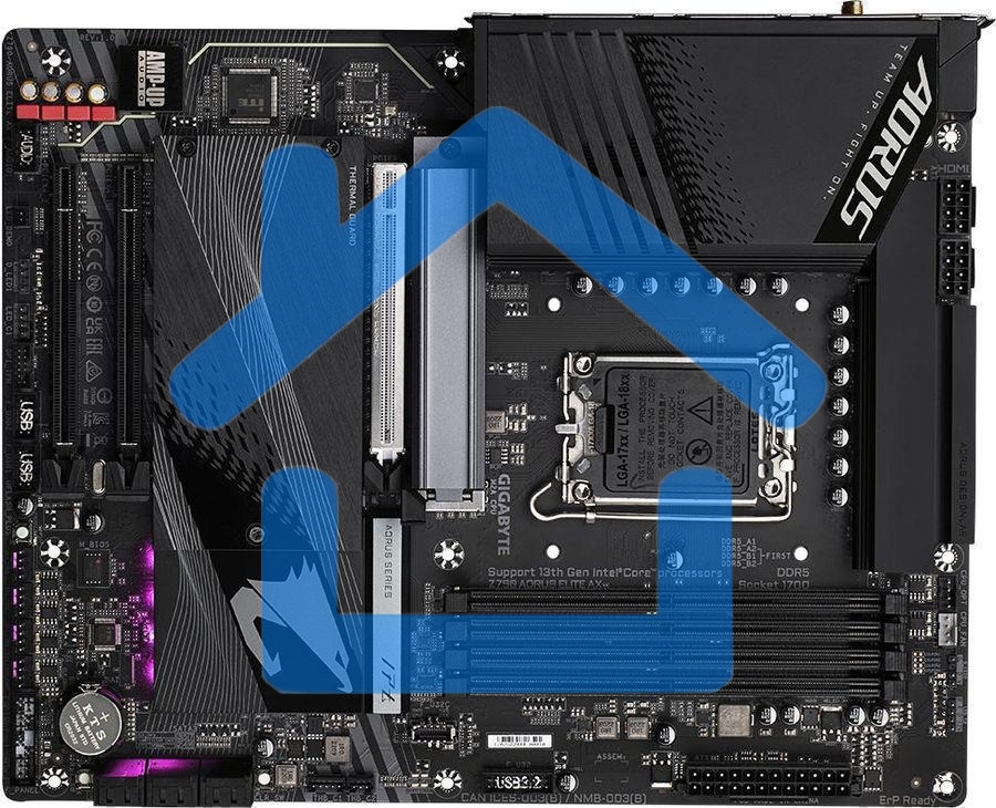 Материнская плата Gigabyte Z790 AORUS ELITE AX, LGA 1700, Intel Z790, 4xDDR5, 6xSATA, 4xM.2, 1xPCI-E 5.0 x16, 1xPCI-E 3.0 x4, 1xDP, 1xHDMI, 1x 2.5Gb LAN, 2xUSB-A 2.0, 3xUSB-A 3.2 Gen 1, 2xUSB-A 3.2 Gen 2, 1xUSB-C 3.2 Gen 2x2, 7.1, ATX