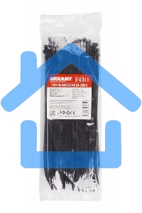Хомут-стяжка кабельная нейлоновая Rexant 250 x4,8 мм, черная, упаковка 100 шт.