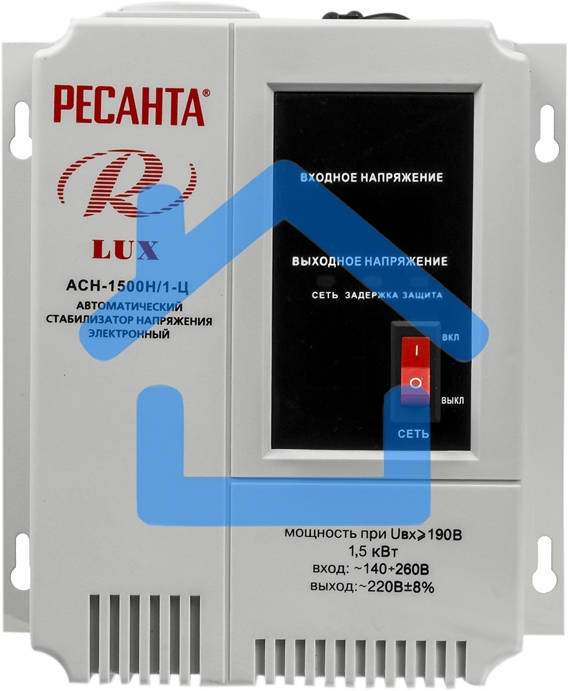 Стабилизаторы напряжения Ресанта АСН-1 500 Н/1-Ц 63/6/20 Стабилизатор Lux 220В±8%, Габариты 206х133х230, Вес 4,5кг