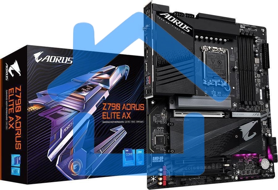Материнская плата Gigabyte Z790 AORUS ELITE AX, LGA 1700, Intel Z790, 4xDDR5, 6xSATA, 4xM.2, 1xPCI-E 5.0 x16, 1xPCI-E 3.0 x4, 1xDP, 1xHDMI, 1x 2.5Gb LAN, 2xUSB-A 2.0, 3xUSB-A 3.2 Gen 1, 2xUSB-A 3.2 Gen 2, 1xUSB-C 3.2 Gen 2x2, 7.1, ATX