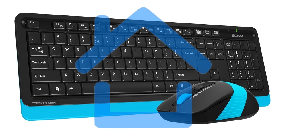 Комплект клавиатура + мышь A4 Fstyler FG1010 клав:черный/синий мышь:черный/синий USB беспроводная Multimedia