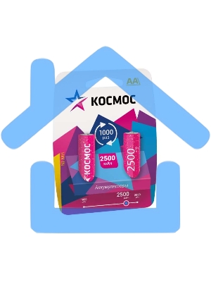 Аккумулятор R6 NI-MN 2500мА.ч BP-2 Космос KOCR6NIMH2500MAH2BL (ЦЕНА за 1 аккум., в блистере - 2 шт.)