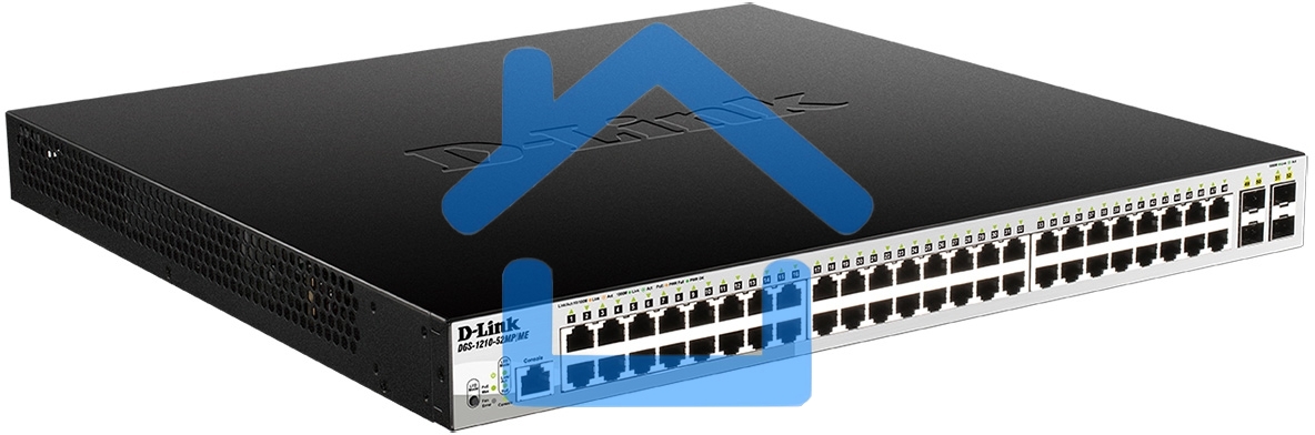 Коммутатор управляемый 2 уровня D-Link DGS-1210-52MP/ME/B2A PROJ с 48 портами 10/100/1000Base-T с поддержкой PoE и 4 портами 1000Base-X SFP