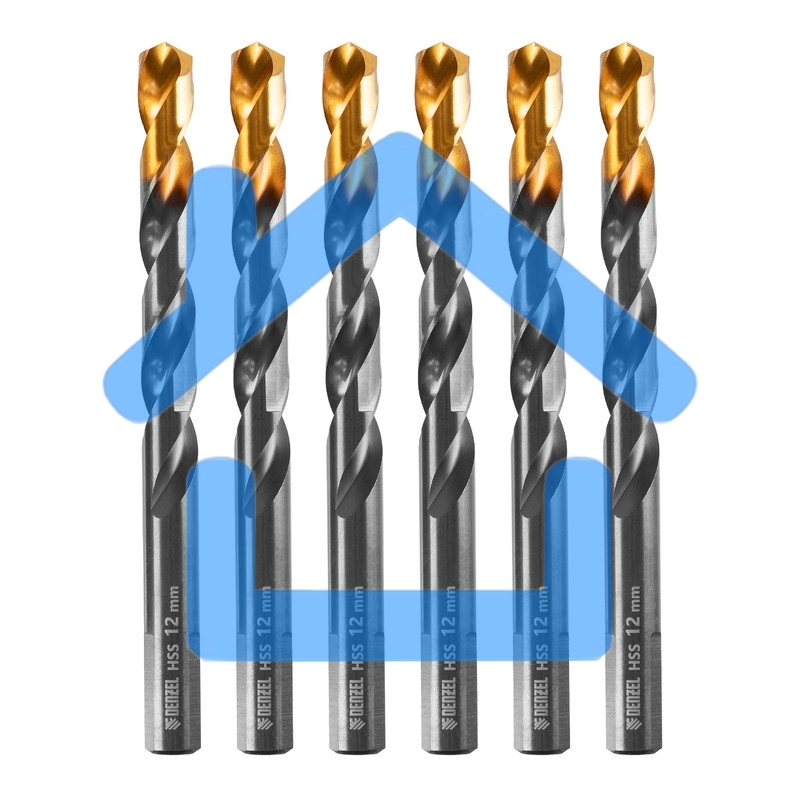 Сверло по металлу, 12 мм, HSS-Tin, Golden Tip, 6 шт. Denzel