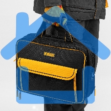 Сумка для инструмента Denzel 400х170х300 мм, 3 отделения, 28 карманов, наплечный ремень