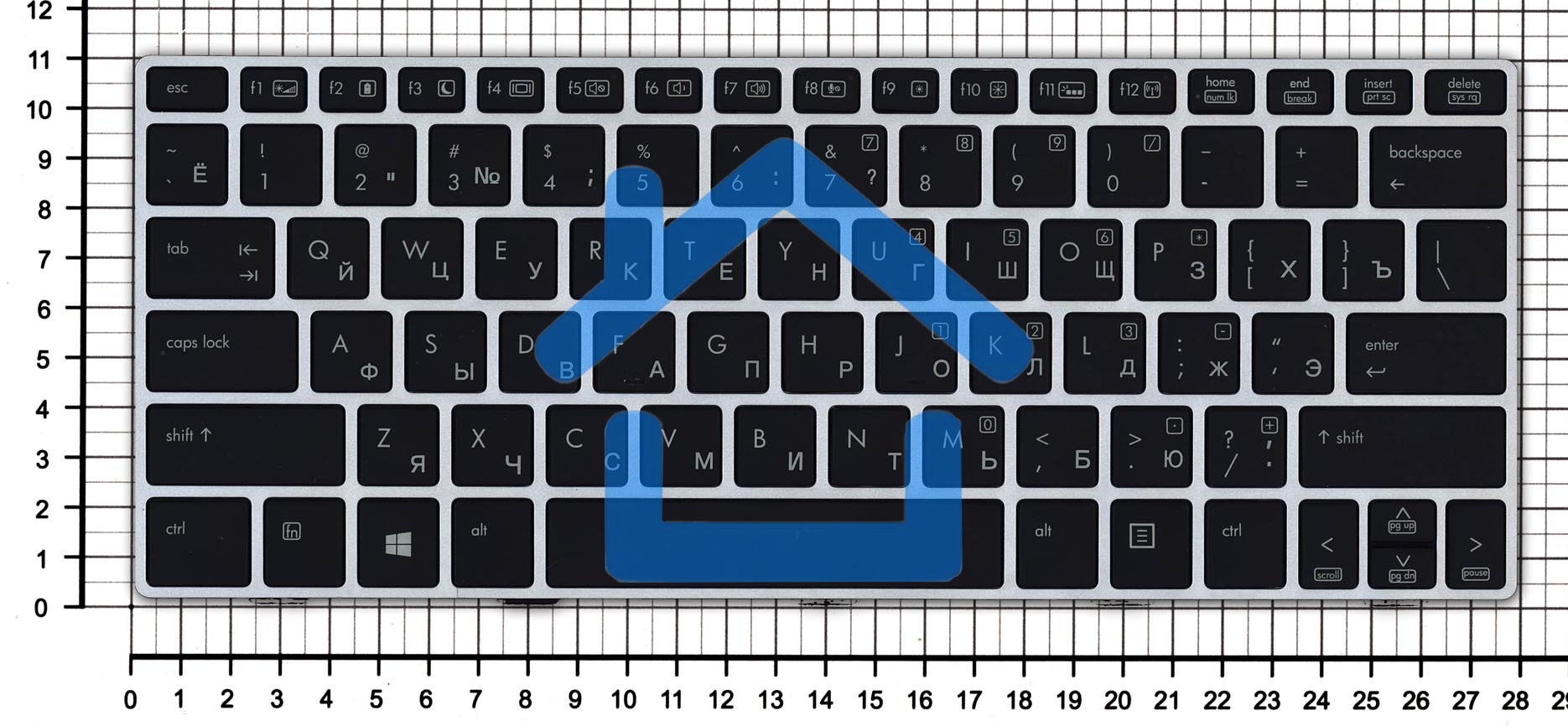 Клавиатура для ноутбука HP EliteBook Revolve 810 G1 черная с серой рамкой и подсветкой