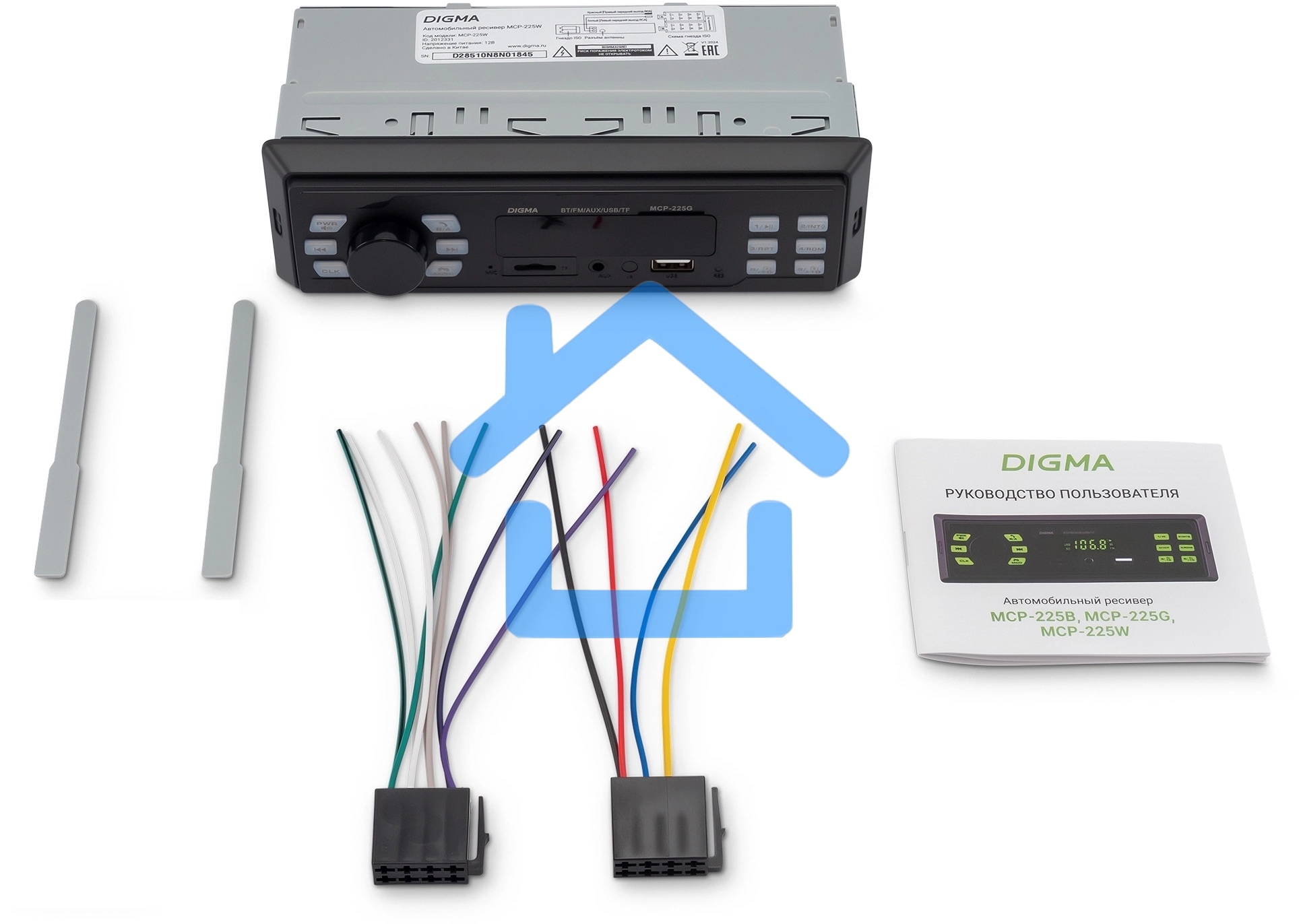 Автомагнитола Digma MCP-225W 1DIN 4x45Вт v5.0 AUX 2