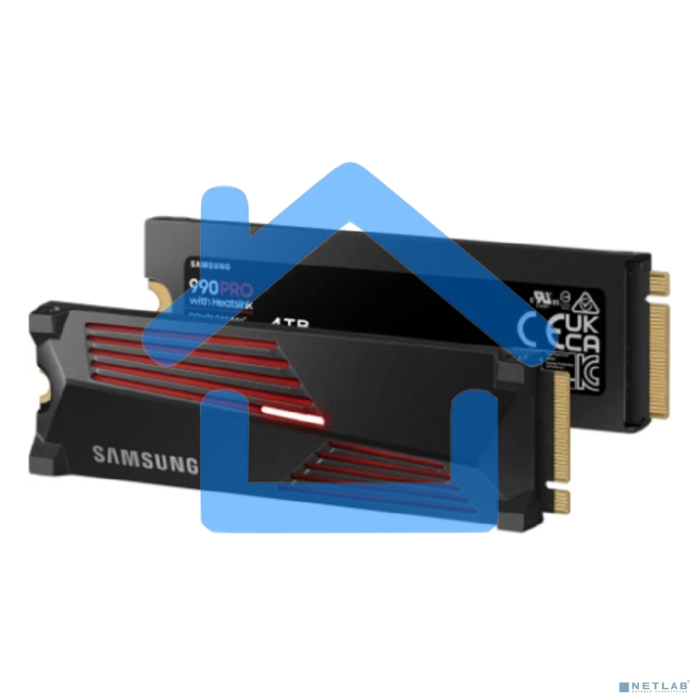 Накопитель SSD Samsung 990 Pro MZ-V9P4T0CW, 4Tb, PCIe 4.0 x4, M.2 2280, NVMe, R/W 7450/6900, с радиатором