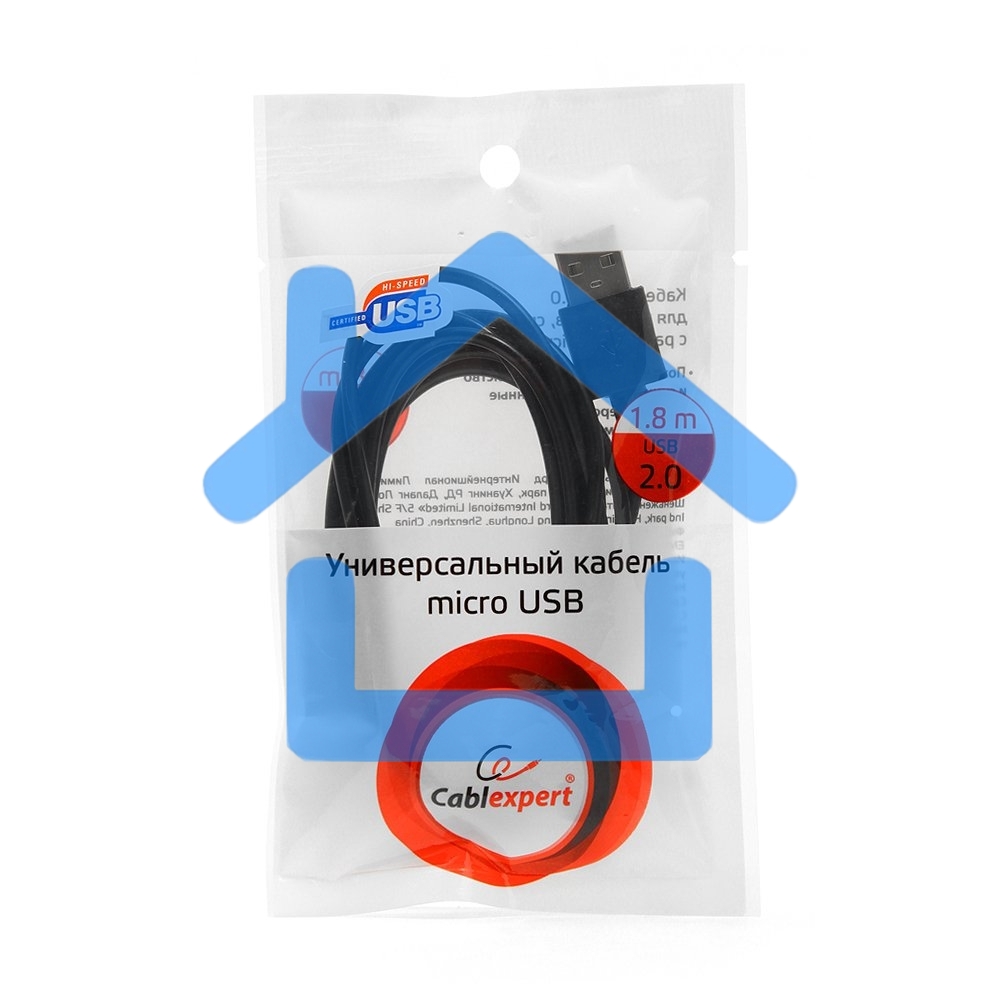 Кабель USB 2.0 Pro Cablexpert CC-mUSB2-AMBM-6, AM/microBM 5P, 1.8м, экран, черный, пакет