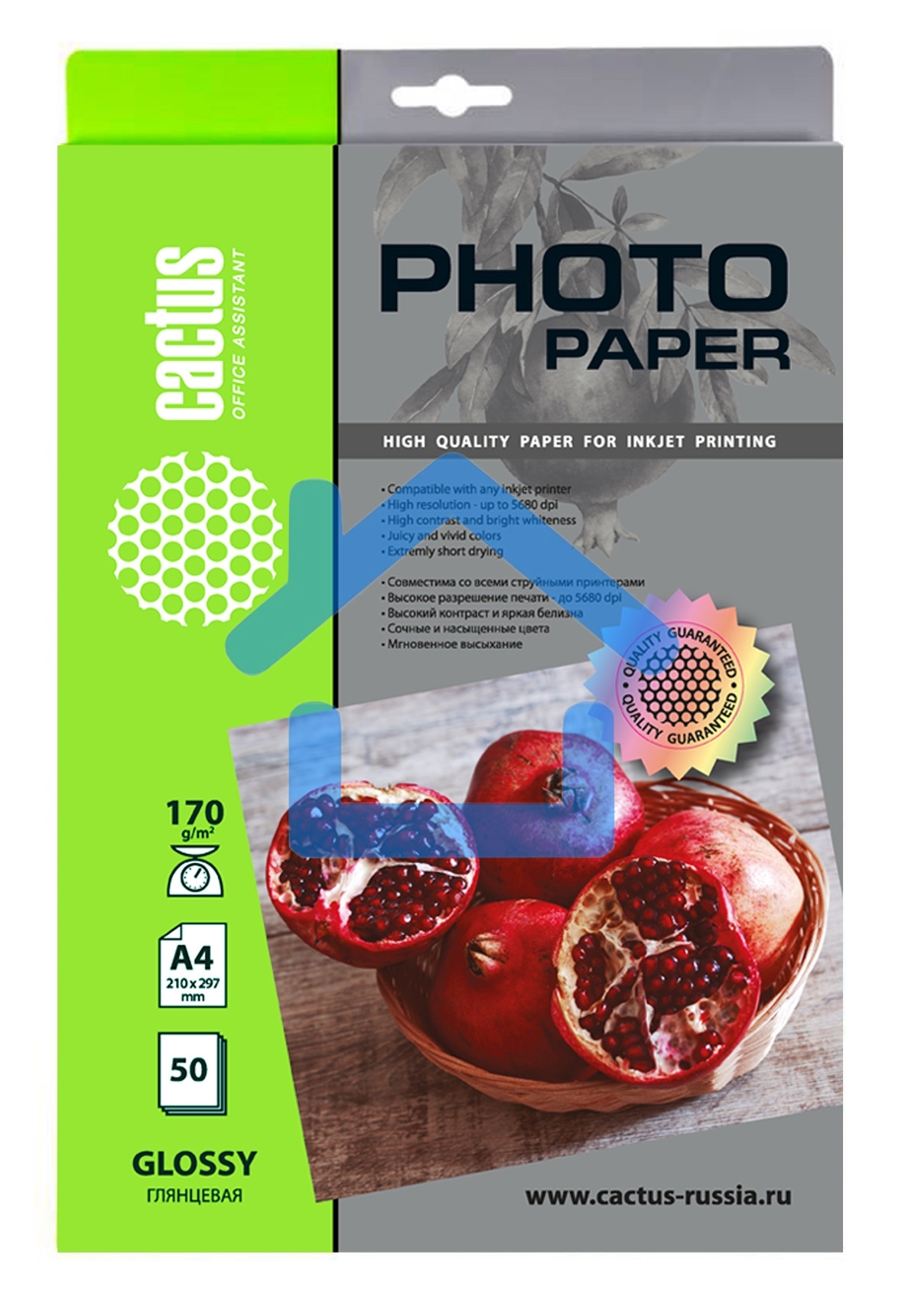 Фотобумага Cactus CS-GA417050 A4/170г/м2/50л./белый глянцевое для струйной печати