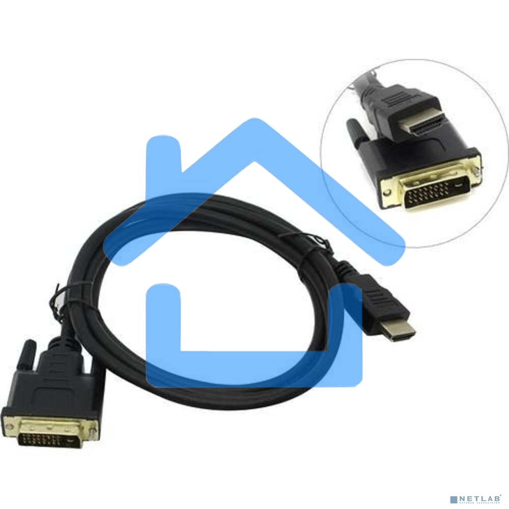 Кабель ExeGate EX284906RUS HDMI-DVI ExeGate EX-CC-HDMIM-DVIM-2.0 (19M/25M, dual link, 2м, 2 фильтра, позолоченные контакты)
