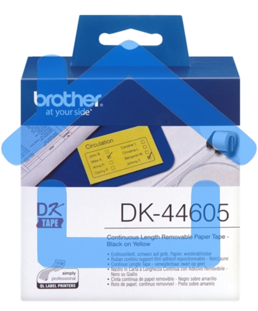 Адресные наклейки Brother DK44605 62 мм, 30.48 м, черный шрифт, желтый фон, для BROTHER QL-5X0, QL-7X00, QL-8X0, QL-10X0, QL-1X10